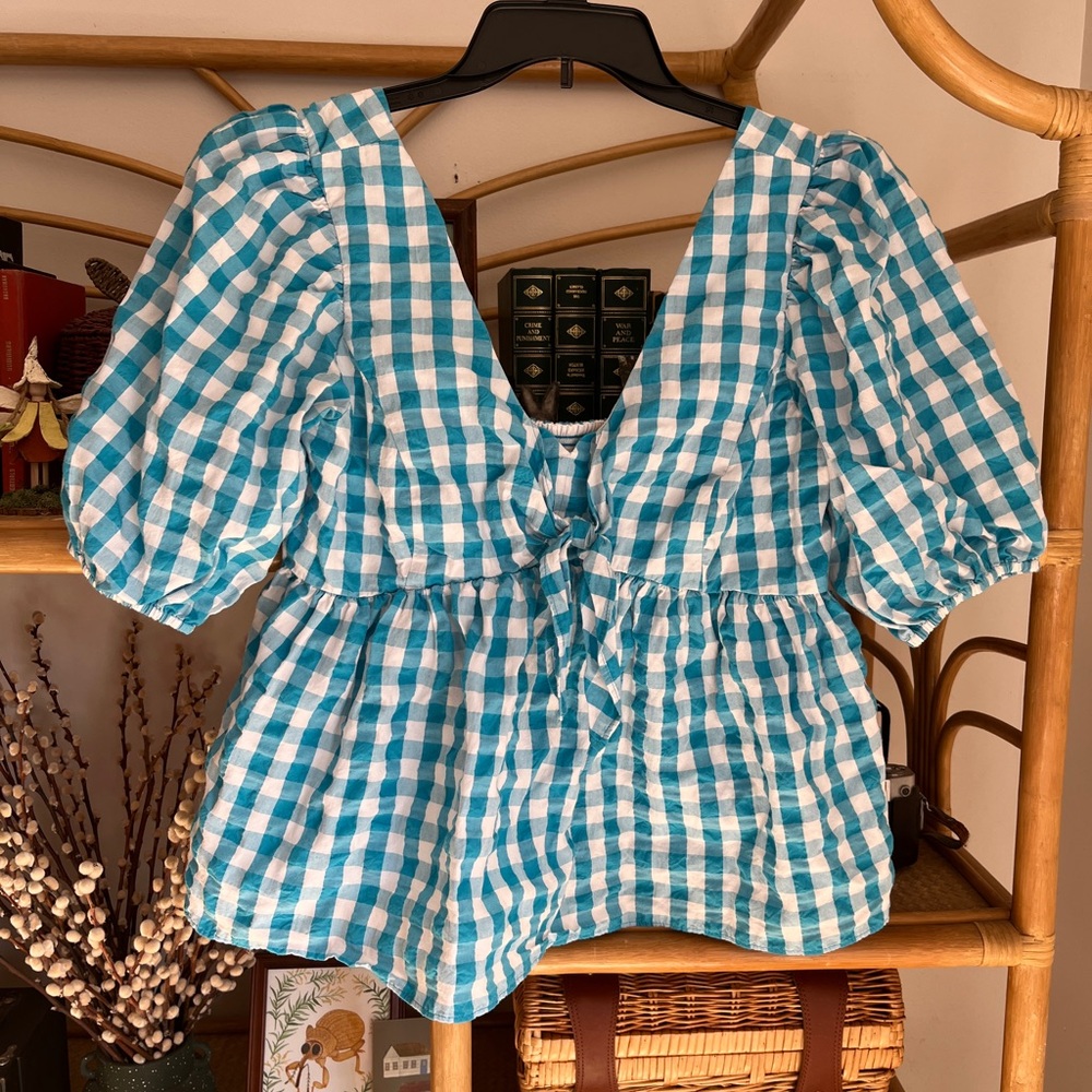 Lily Pulitzer Blue and White Gingham Blouse
